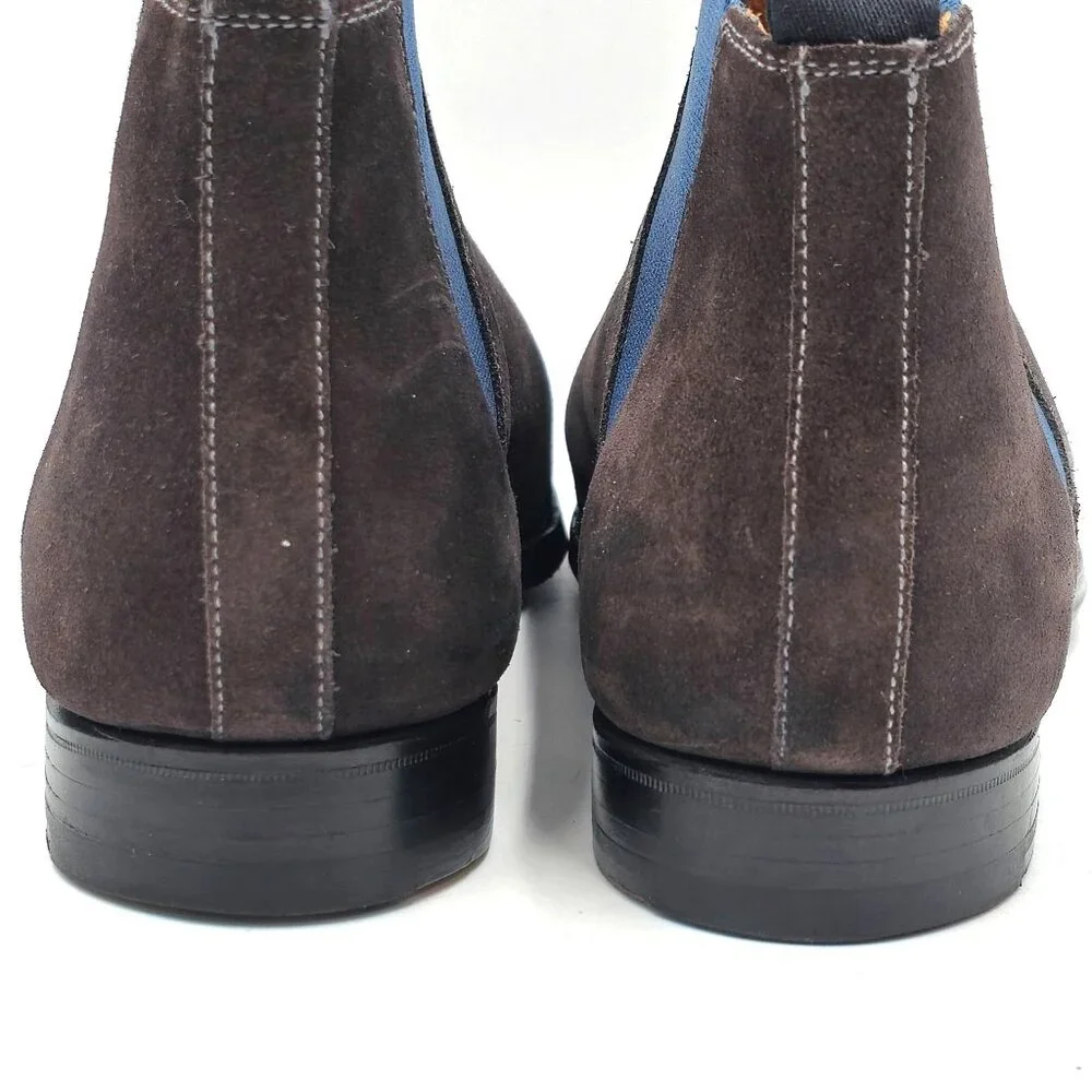 Crockett & Jones England Brown Navy Suede Chelsea Boots Mens Size 9E Dress Shoes